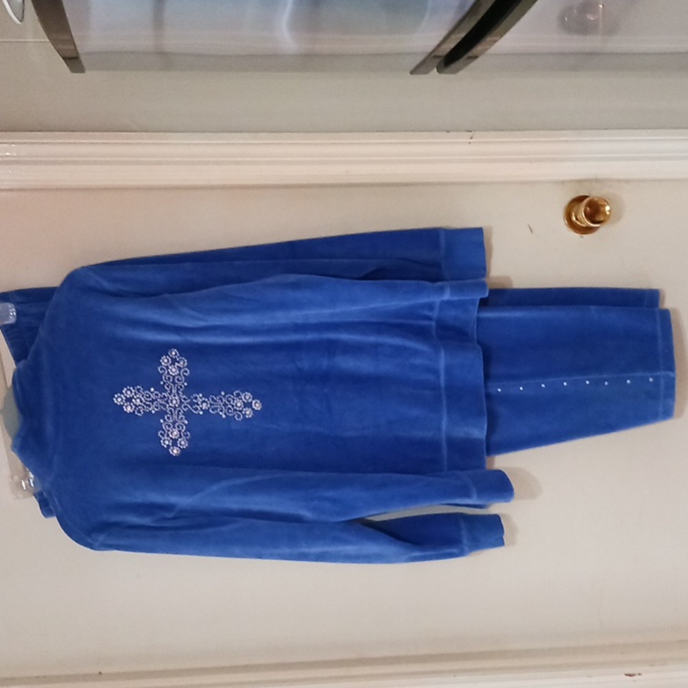Quackery Factory Blue Velour Track/Jogger suit. Size L